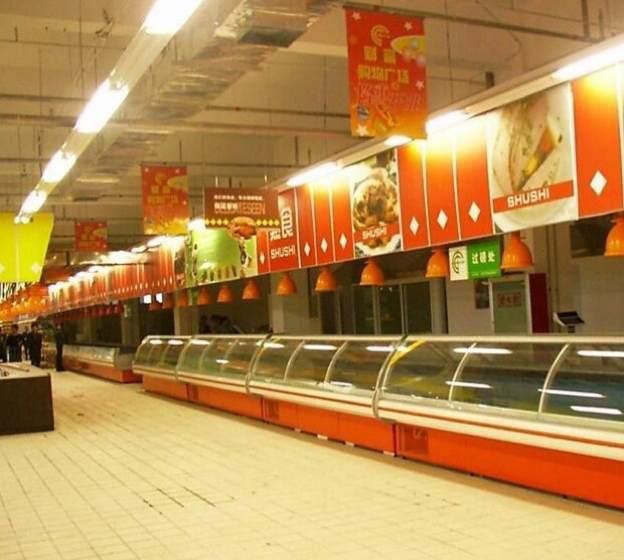 Selbstständige Feinkostgeschäft-Nahrungsmittelkühlvitrine, Fleisch-Anzeigen-Zähler-Rückseiten-Zähler