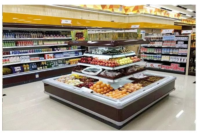 Kundengebundener Supermarkt-offene Plattform-Anzeigen-Kühlschrank mit Fern-Condensering-Einheiten