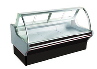 Gebogenes Glasgefrierschrank-Feinkostgeschäft des gekochten Essens zeigt die optionale Kühlschrank-/Kühlvorrichtungs-Länge an