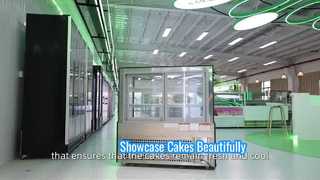Rechtwinkliger Kuchenkühlschrank aus Glas