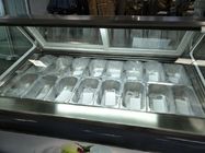 12 Pfannen Graue Farbe Italienisches Gelato-Display Gefrierschrank Für Eiswarenladen