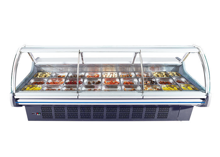 Schlächterei-Geschäfts-Feinkostgeschäft-Kühlvitrine-Fleisch-Anzeigen-Kühlschrank-Schaukasten mit hinterer Schiebetür