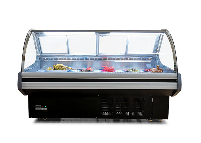 Schlächterei-Geschäfts-Feinkostgeschäft-Kühlvitrine-Fleisch-Anzeigen-Kühlschrank-Schaukasten mit hinterer Schiebetür