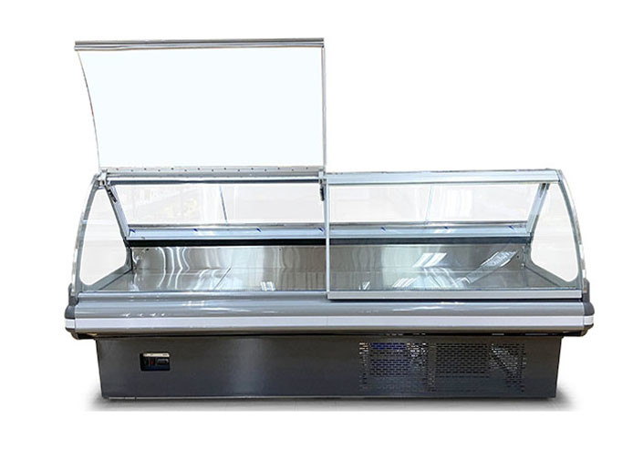 Supermarkt-Fleisch-Anzeigen-Kühlschrank-Feinkostgeschäft kauft Frischfleisch-Kühlvitrine