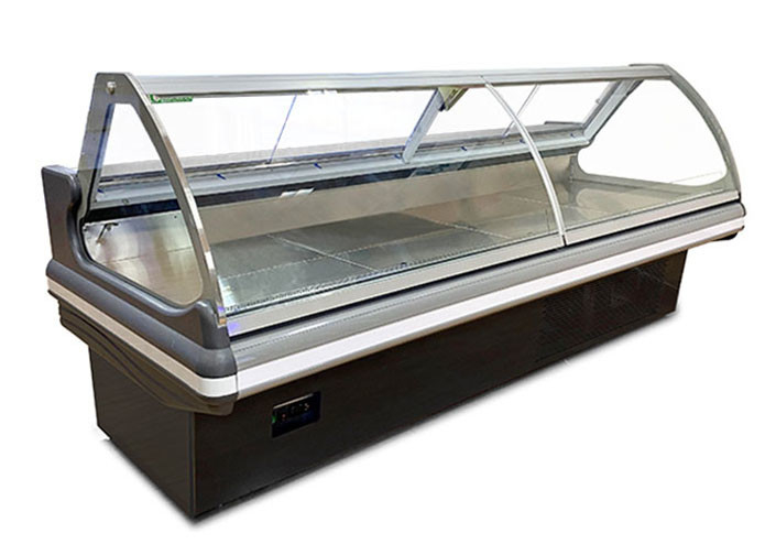 Supermarkt-Fleisch-Anzeigen-Kühlschrank-Feinkostgeschäft kauft Frischfleisch-Kühlvitrine