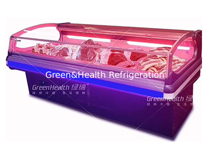Gewerbliche Fleisch-Display-Kühler mit dynamisch kühlender LED-Beleuchtung und Danfoss/Secop-Kompressoren für Supermärkte