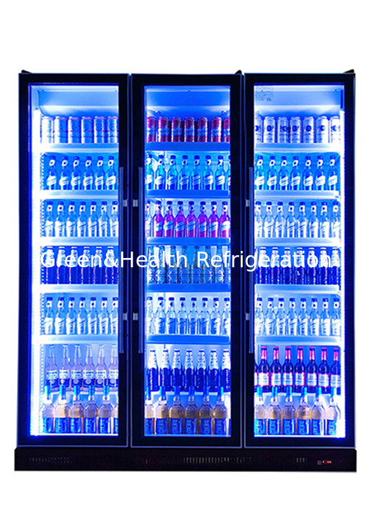 3 helle Farbe 740L Luftkühlung Glas Tür Flasche Kühlschrank Anzeige Kühlschrank