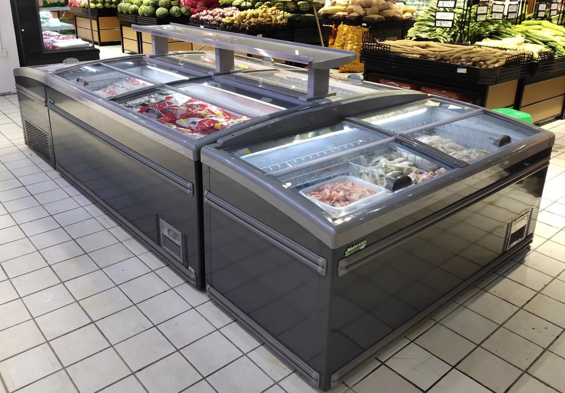Kombiniertes offenes Schiebetür-Insel-Gefrierschrank-Auto entfrosten für Supermarkt