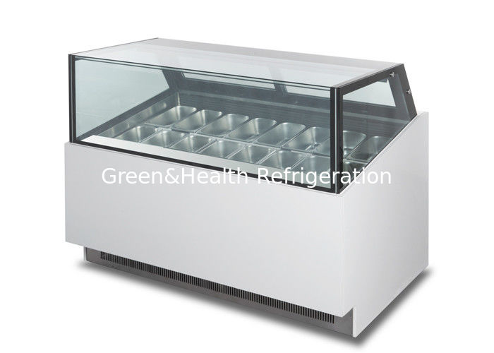 Quadratische Art 16 Wannen-Eiscreme-Anzeigen-Gefrierschrank mit Glasschiebetür