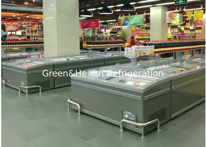 8 Fuß großer Supermarkt Insel Anzeige Schiebetür Glas Gefrierschrank für Hühnerlager