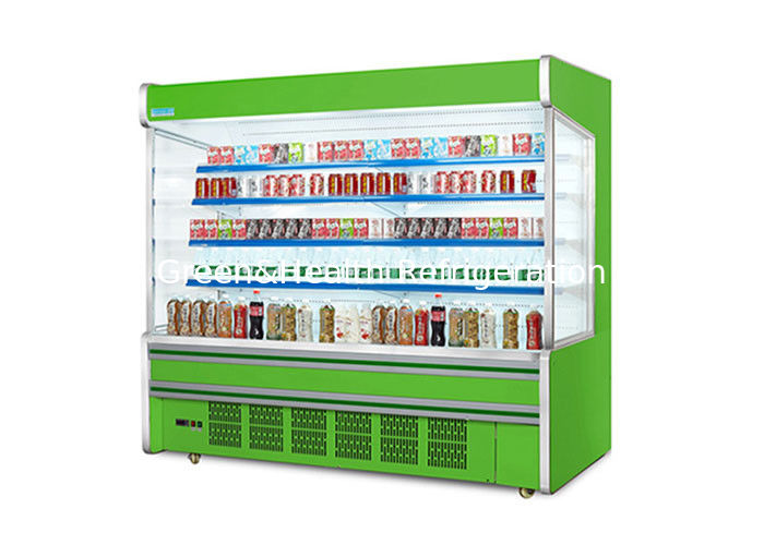 Handelsüblicher offener Multideck-Kühler mit dynamischer Kühlung, verstellbaren Regalen und LED-Beleuchtung für Supermärkte