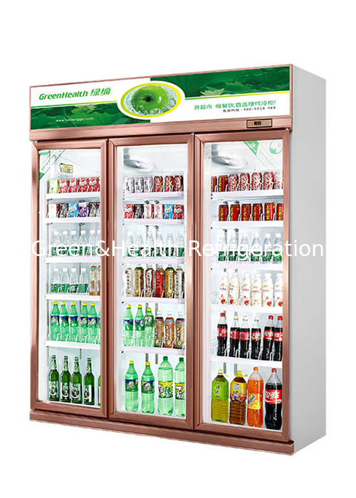 Aufrechte Glastüren Kühlschrank Gewerblicher Getränke-Kühler für Convenience Stores / Restaurants & Cafés