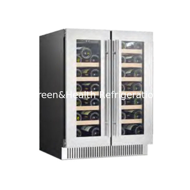 ETL-Zertifikat, platzsparender Dual-Zonen-Kühlschrank aus Edelstahl für die Lagerung von Wein und Bier