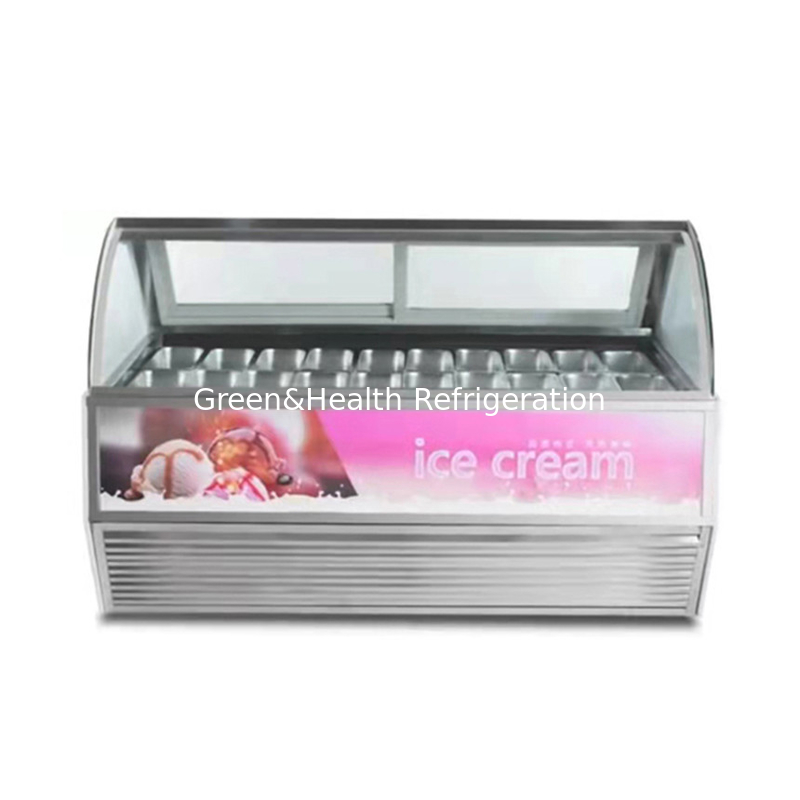 Farbe und Größe anpassbar Gelato-Eis-Display Gefrierschrank mit 10 / 12 / 16 / 22 Pfannen