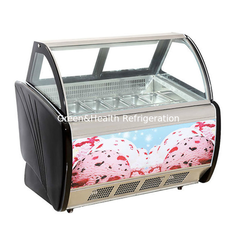 Farbe und Größe anpassbar Gelato-Eis-Display Gefrierschrank mit 10 / 12 / 16 / 22 Pfannen