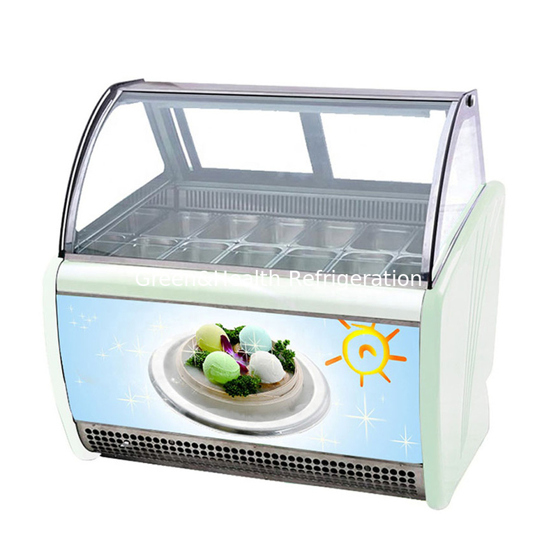 Farbe und Größe anpassbar Gelato-Eis-Display Gefrierschrank mit 10 / 12 / 16 / 22 Pfannen