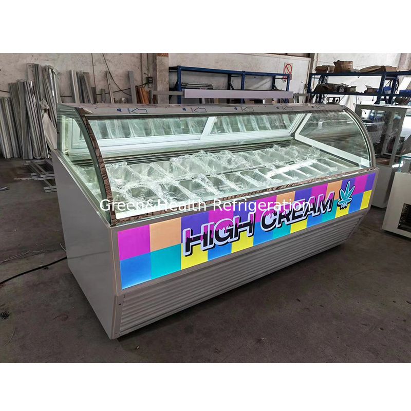 Farbe und Größe anpassbar Gelato-Eis-Display Gefrierschrank mit 10 / 12 / 16 / 22 Pfannen