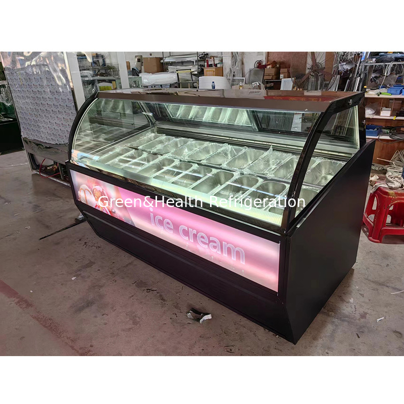 Farbe und Größe anpassbar Gelato-Eis-Display Gefrierschrank mit 10 / 12 / 16 / 22 Pfannen