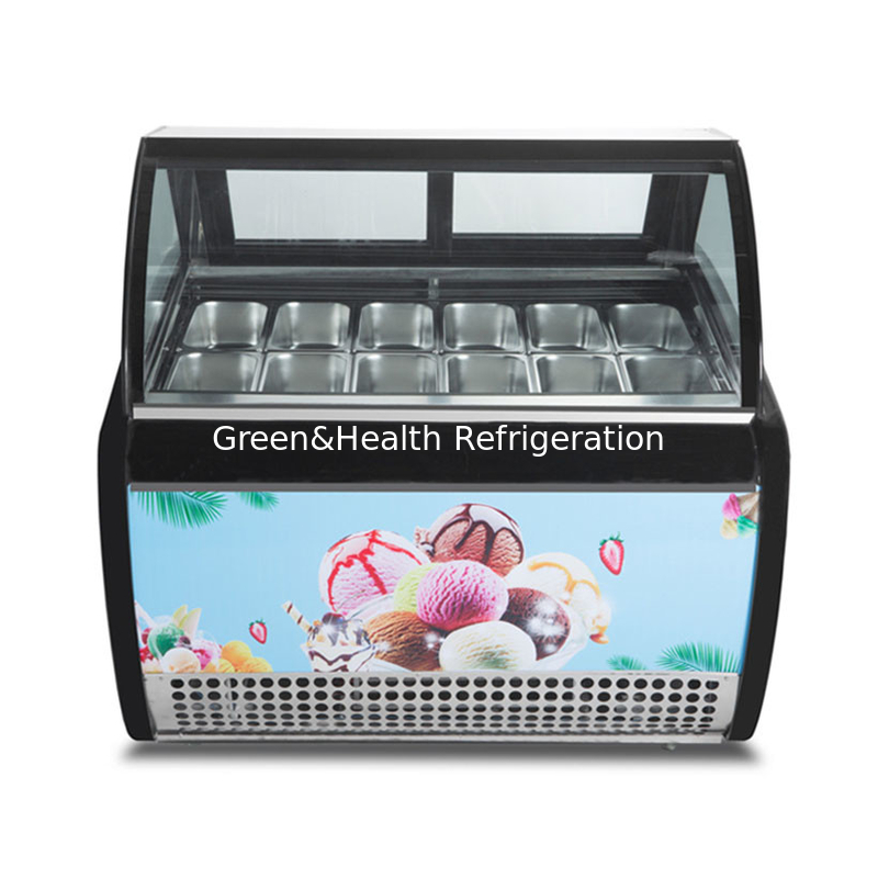 Edelstahl-Eis-Display-Vitrine mit individueller Pan Quantität und Schiebetür