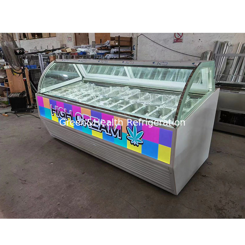 Edelstahl-Eis-Display-Vitrine mit individueller Pan Quantität und Schiebetür