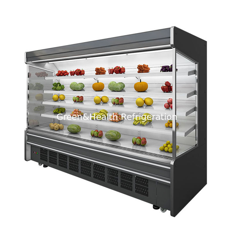Gewerblicher offener Multideck-Kühler mit 4 Regalen 5 Anzeigestellen LED-Beleuchtung und R22 Kühlmittel