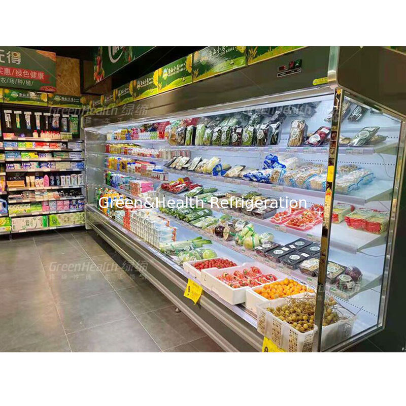 Gewerblicher offener Multideck-Kühler mit 4 Regalen 5 Anzeigestellen LED-Beleuchtung und R22 Kühlmittel