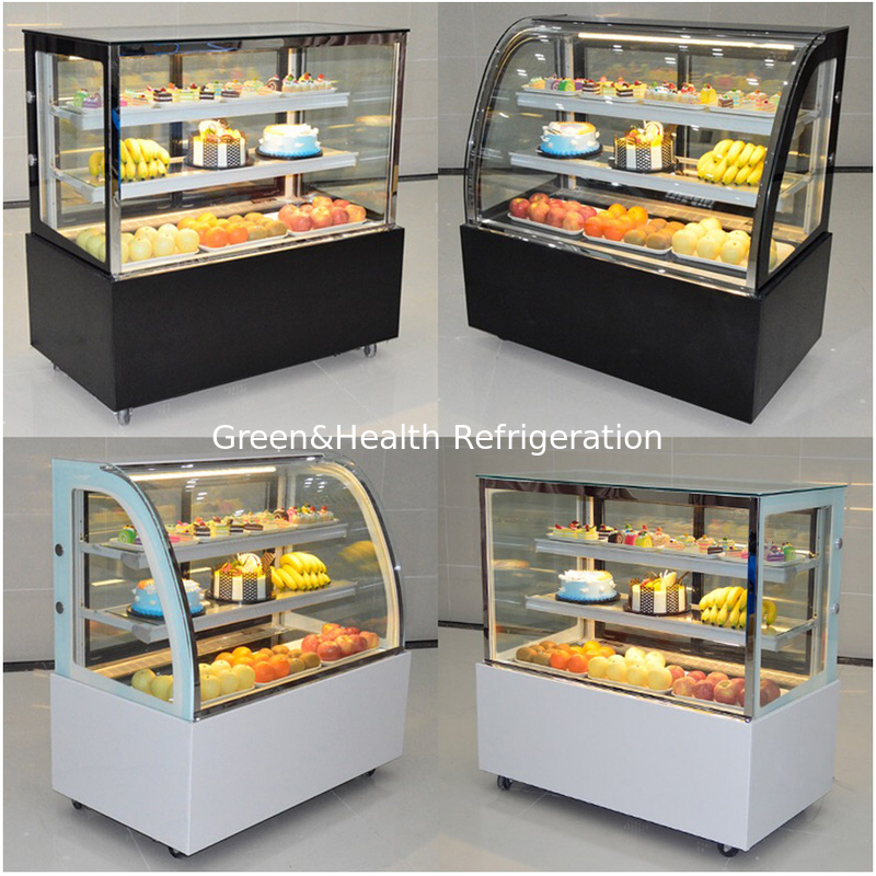 Marmorbasis 2 Schichten Decks Kuchen Anzeige Gefrierschrank für Schlange Sushi Gebäck Anzeige