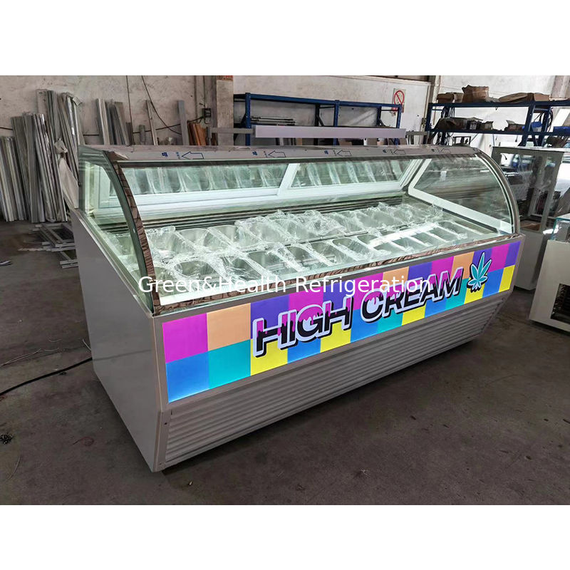 Aufsatz-Gelato-Gefrierschrank mit beschlagfreiem Glas-Danfoss-Kompressor und dynamischer Luftkühlung