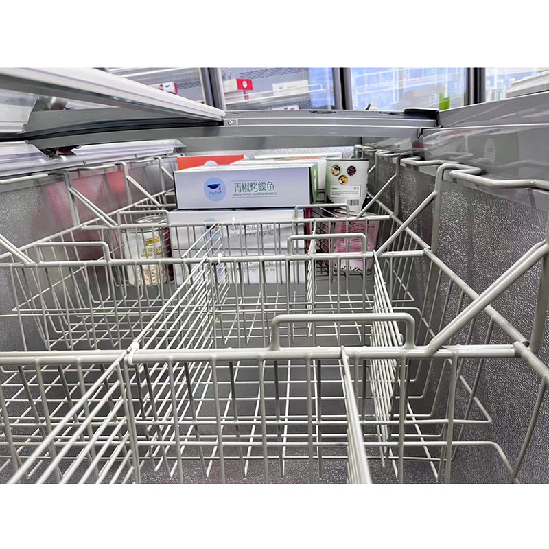 Weiß/Grauer Supermarkt-Insel-Frieser mit automatischem Auftauen für Lebensmittelgeschäfte
