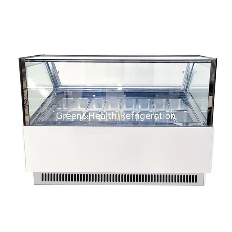 Eiswarenladen Schaufel Eis Display Gefrierschrank Gelato Gefrierschrank mit geschwungenem Glas