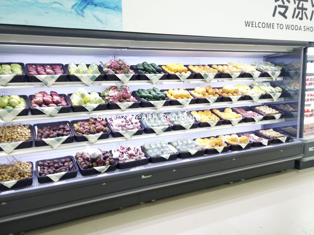 Energieeinsparende Multideck-Offene Anzeige-Kühler-Showcase für Hypermarkt mit Rädern