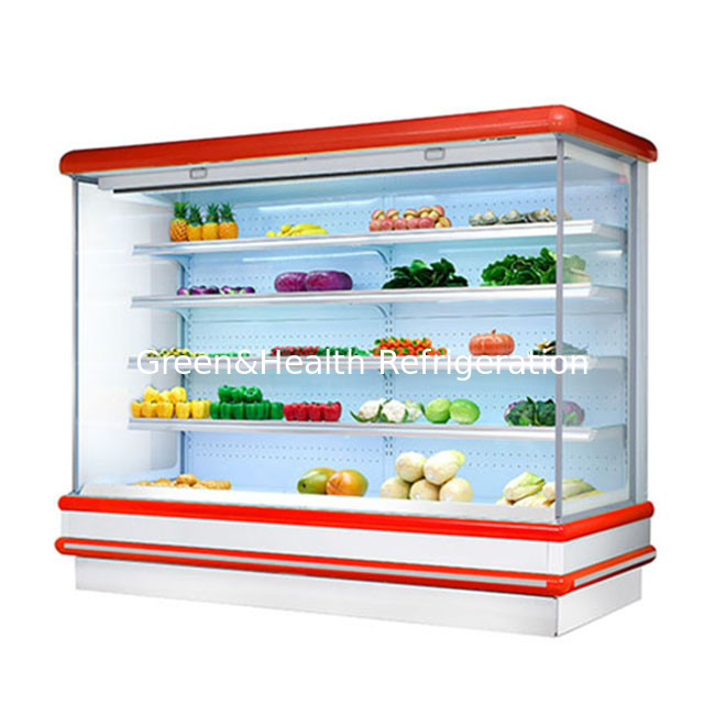 Multideck offener Kühlschrank für Supermarkt Anzeige von Früchten LED Licht Glas Gefrierschrank