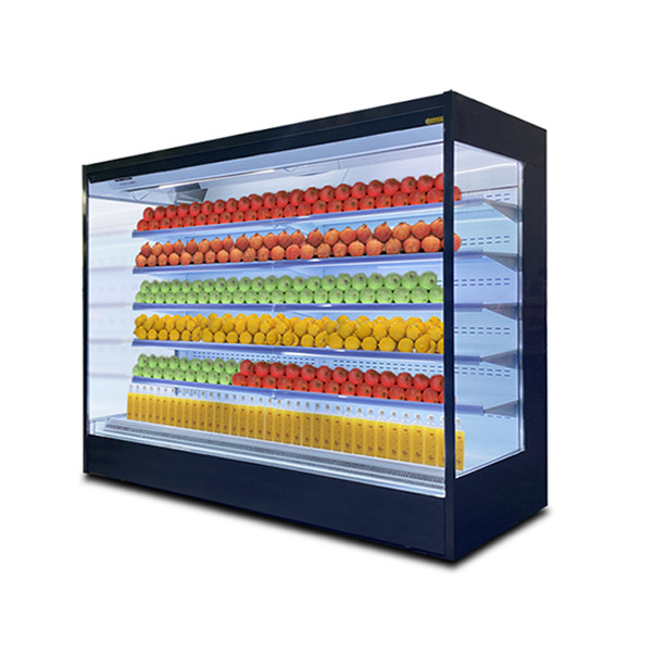 Mehrschicht offene Glas-Edelstahl-Luftvorhang-Schrank mit Lotuskerne und LED