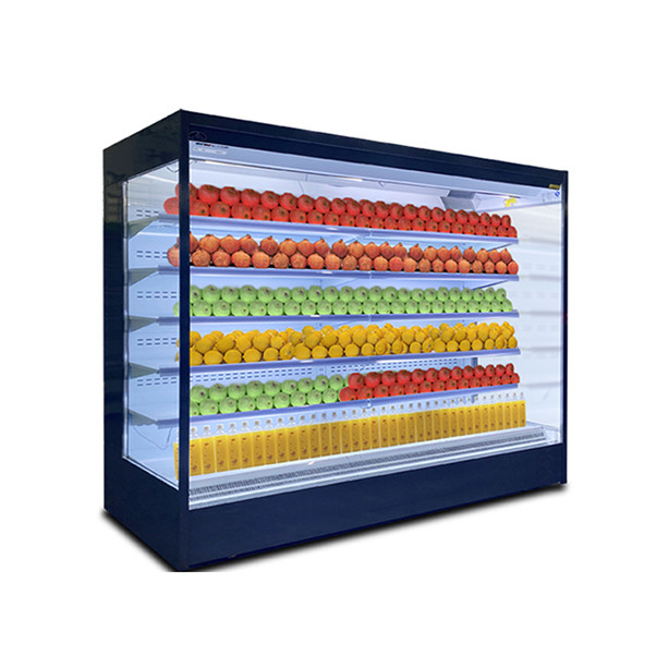 Mehrschicht offene Glas-Edelstahl-Luftvorhang-Schrank mit Lotuskerne und LED