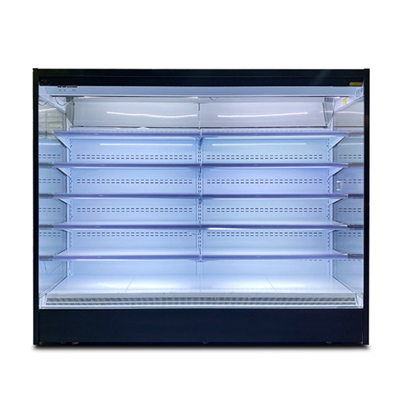 Mehrschicht offene Glas-Edelstahl-Luftvorhang-Schrank mit Lotuskerne und LED