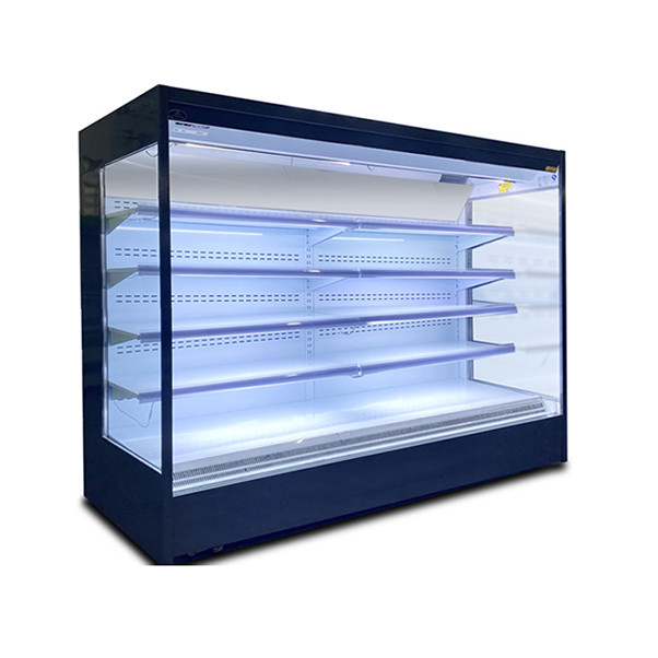 Mehrschicht offene Glas-Edelstahl-Luftvorhang-Schrank mit Lotuskerne und LED