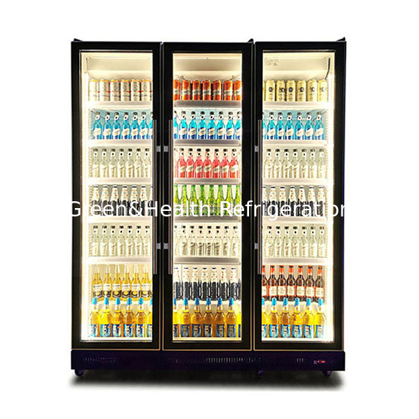 1154L Drei-Tür-Farben-Lager Getränke-Speicher-Display-Kühlschrank