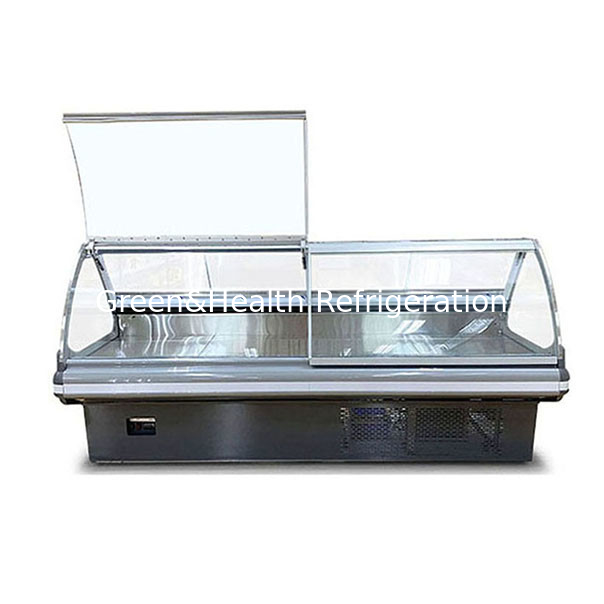 Fleischladen/Supermarkte/Flip-Top-Glas aus Edelstahl Frischfleisch Speicher Anzeige Gefrierschrank