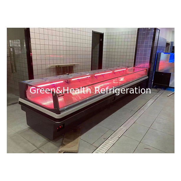 2.5 Meter Dunkelgrauer Horizontale europäische Art Frischfleisch Speicher Anzeige Supermarkt Frischfleisch Gefrierschrank
