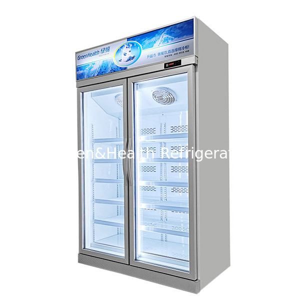 Zwei Glastüren auf der oberen Einheit Anzeige Gefrierschrank für tiefgefrorene Produkte