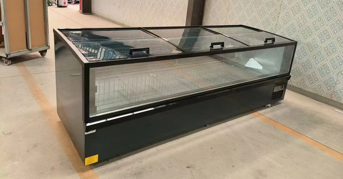 -18-22°C R290 Modular Plug-In Ventilierte Insel Gefrierschrank mit Ultra-großem geschwungenem Glas