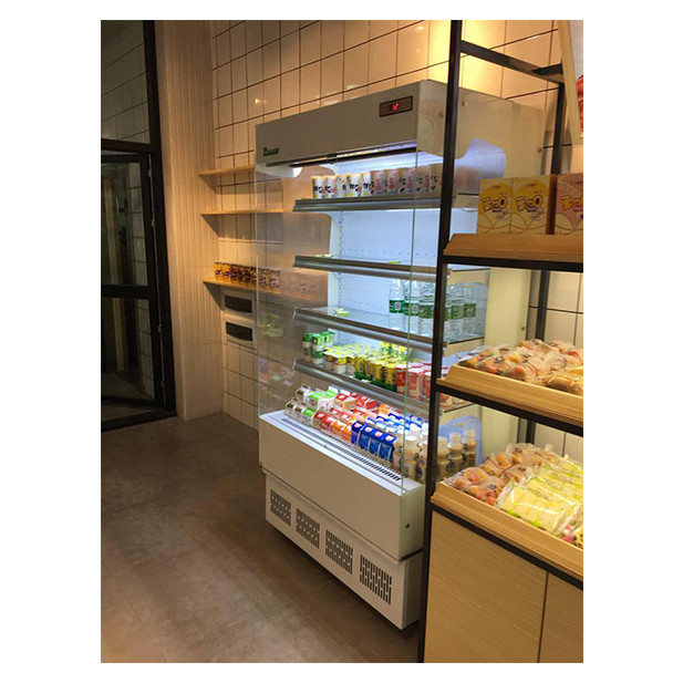 Gewerbliche Kleinspeicher Anzeige Offener Typ Chiller Luftvorhang Schrank In Convenience Stores / Kleinshops
