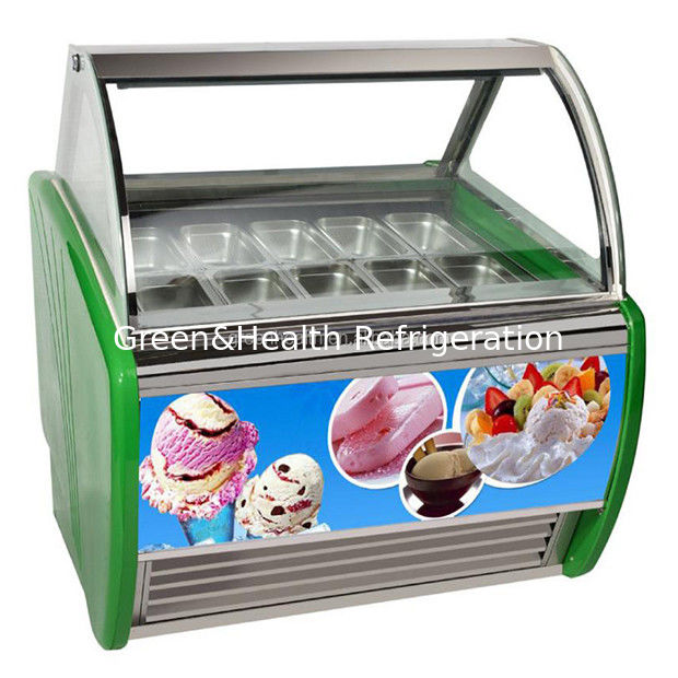 Gewerblicher Eis-Display-Eisfrierer mit termostatisch verstellbaren Edelstahlpannen und R404a-Kältemittel