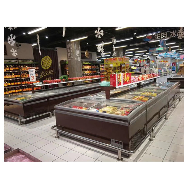 Gewerblicher horizontaler Gefrierschrank/Fleischkuchen-Speicher-Display Insel Schrank Gefrierschrank zum Verkauf