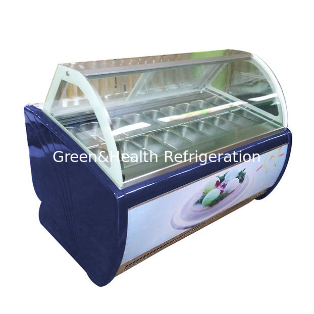 Fabrikdirekt gebogenes Glas 16-Schalen-Eisdisplay-Gefrierschrank mit einstellbarem Thermostat