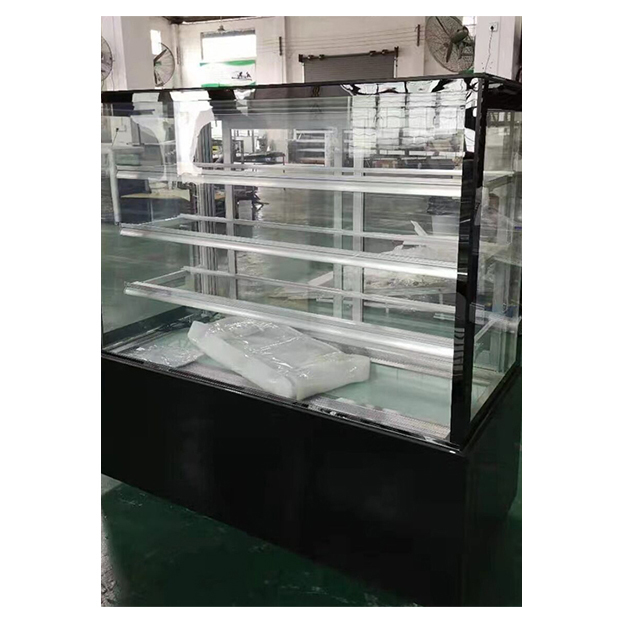 Weiß/Schwarz rechtwinklig mehrschichtiges Regal Glas Edelstahl Kuchen Kühlschrank Gefrierschrank