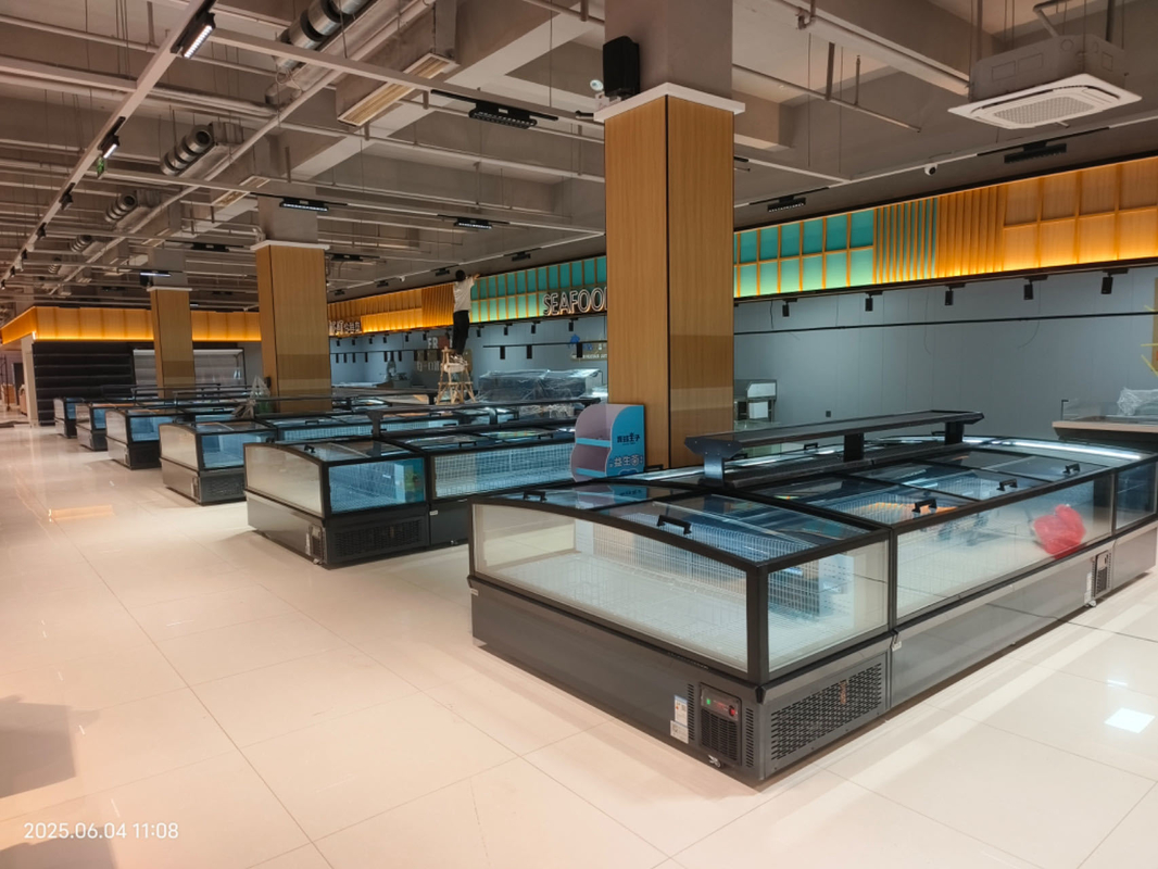 Supermarkt-Inselfroster Gefrierfach für Fleisch mit LED-Beleuchtung