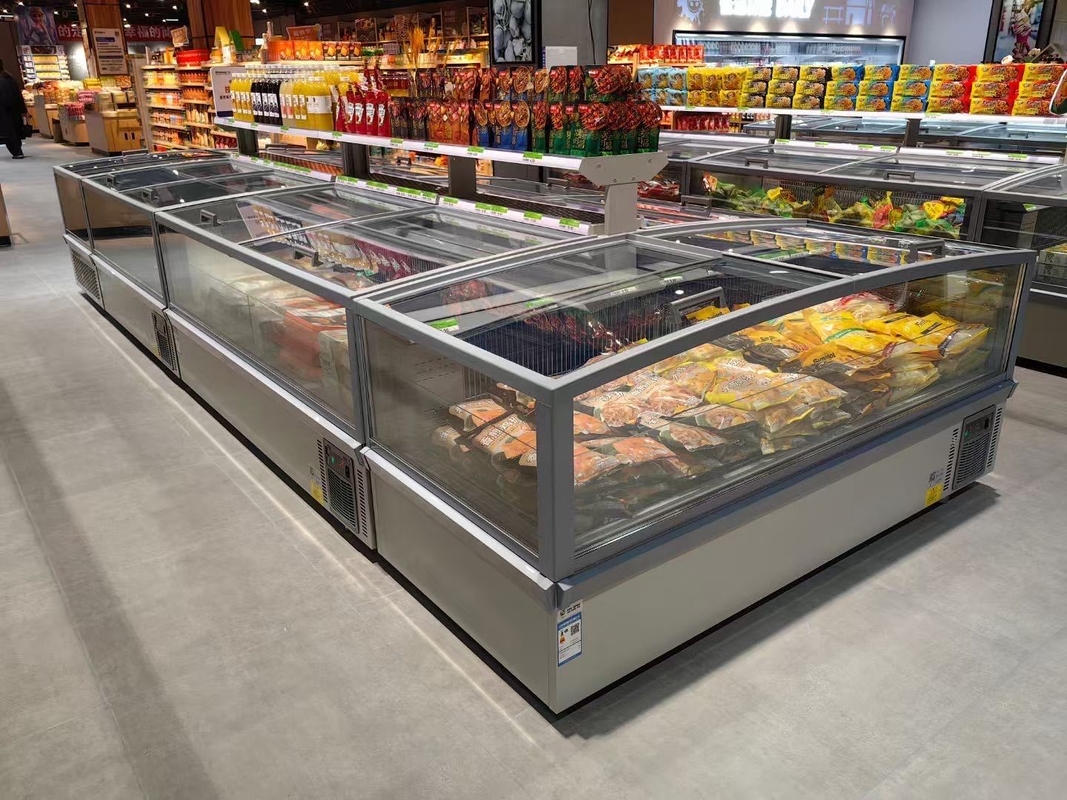 Supermarkt-Inselfroster Gefrierfach für Fleisch mit LED-Beleuchtung