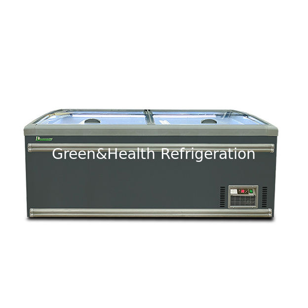 Horizontal Commercial Large Supermarket Frozen Goods / Frozen Fish Storage Refrigerated Island Cabinet Freezer