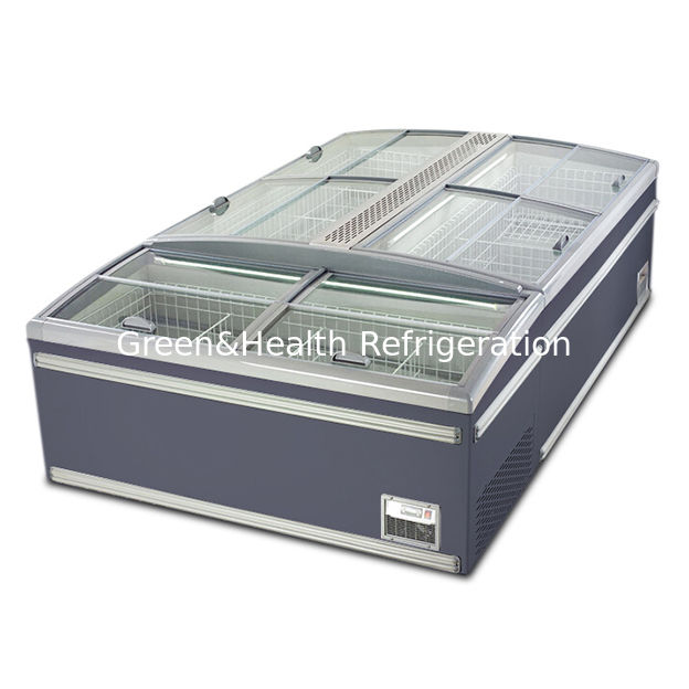 Horizontal Commercial Large Supermarket Frozen Goods / Frozen Fish Storage Refrigerated Island Cabinet Freezer